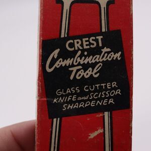 Crest Combination Tool Glass Cutter Knife & Scissor Sharpener Vintage Tool